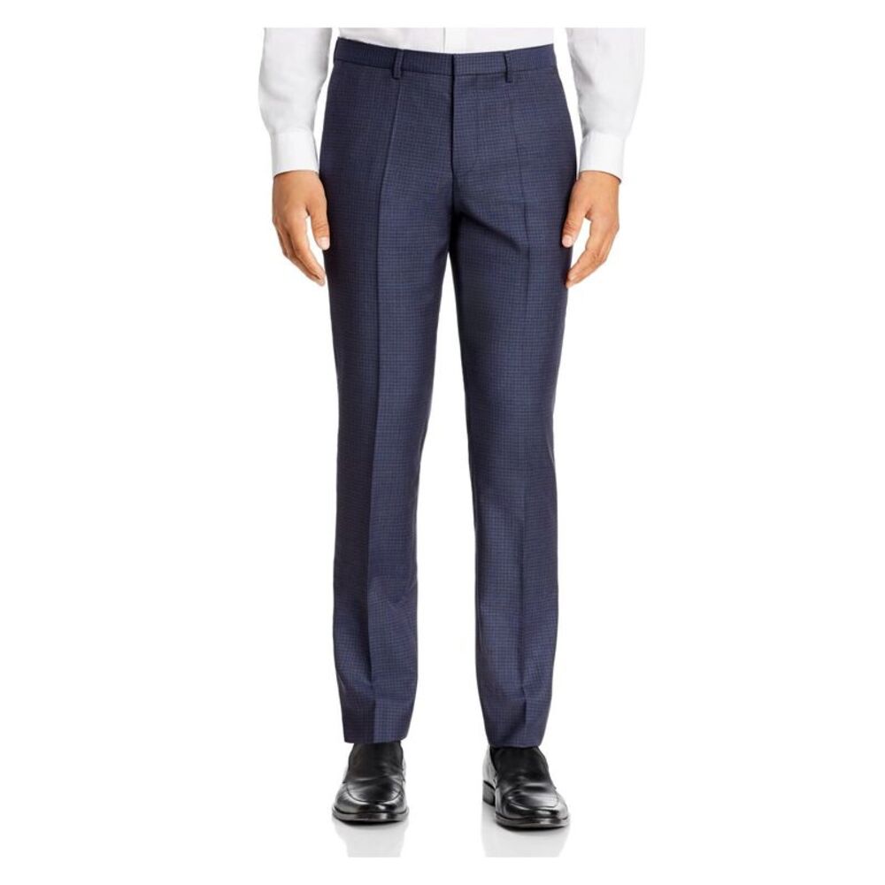HUGO Mens Blue Check Pants 34R